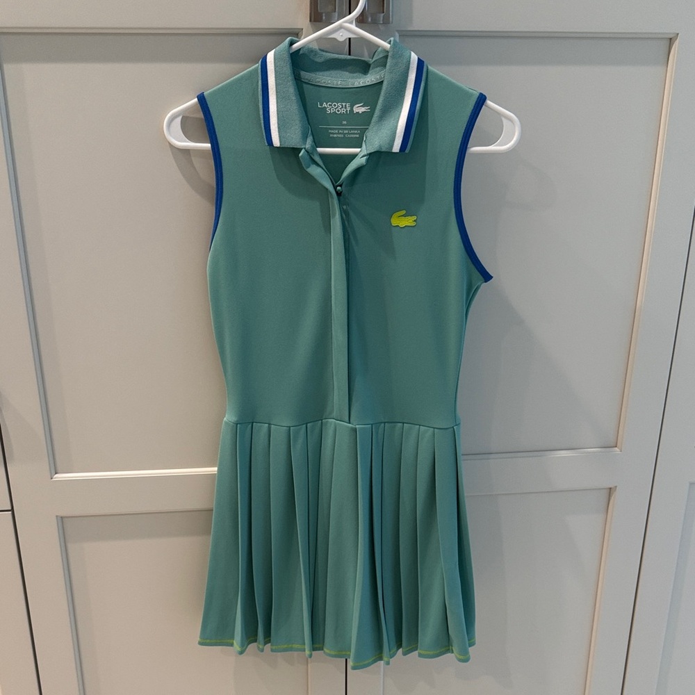 Lacoste Teal Sleeveless Polo Dress with Blue Accents